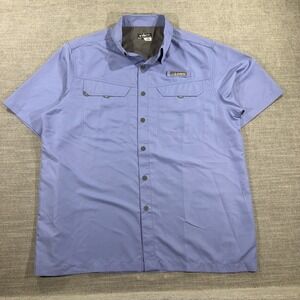 Habit Fishing Shirt Mens Large Blue Excellent Short Sleeve Vented UPF 40+ 0831